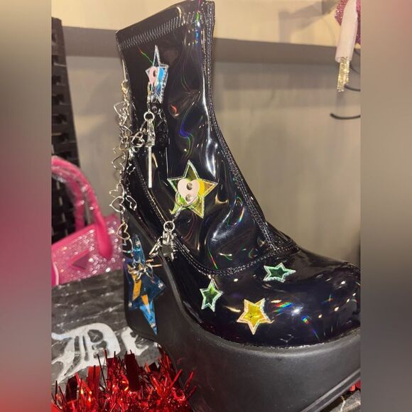 Demonia Blaze Star Cut Out Platform “Galactic Goddess” LED Rave Boots - Picture 4 of 8